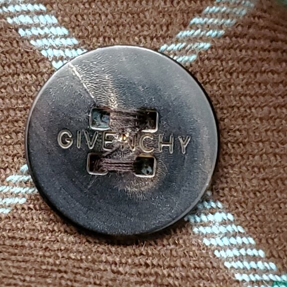 Givenchy Vintage 90's Multi-Color Plaid Women's Wool Blazer Logo Buttons Size 44 - Picture 4 of 16